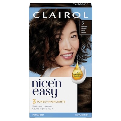 Clairol Nice'n Easy 3 Noir Brun, Coloration permanente, Couleur d'aspect naturel supérieur 1 ea, 8,00 $/1ch