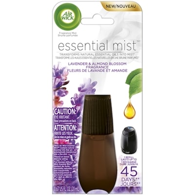 Air Wick Recharge de diffuseur d'huile parfumée Essential Mist, Fleurs de lavande et amande, Assainisseur d'air 20 ml, 25,00 $/100ml