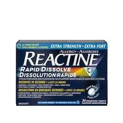Réactine Comprimés Extra Fort Dissolution rapide 24 ea, 1,08 $/1ch