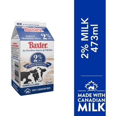 Baxter 2% Partly Skimmed Milk 473 ml, $0.30/100ml