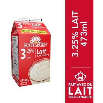 Scotsburn Lait homogénéisé 3,25 % 473 ml, 0,46 $/100ml
