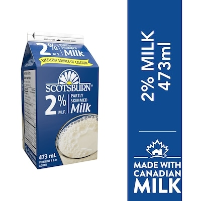 Scotsburn 2% Partly Skimmed Milk 473 ml, $0.46/100ml