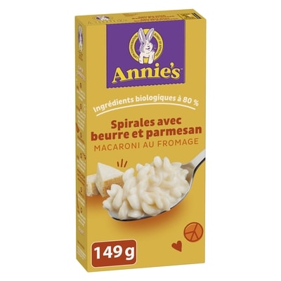 Annie's Macaroni au fromage Spirales avec beurre et parmesan 149 g, 2,34 $/100g