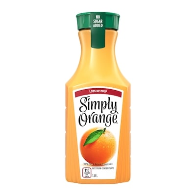 Simply Juice Orange Lots of Pulp Bottle 1.54 l, $0.58/100ml