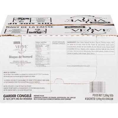 Campbell’s Bisque de homard Verve 1.81 kg, 1,21 $/100g
