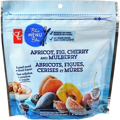 President's Choice Blue Menu Apricot, Fig, Cherry, and Mulberry Dried Fruit Blend 200 g, $4.00/100g