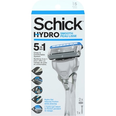 Schick Emballage de 1 rasoir et de 2 cartouches de lames pour hommes Hydro pour peau lisse 1 ea, 14,49 $/1ch