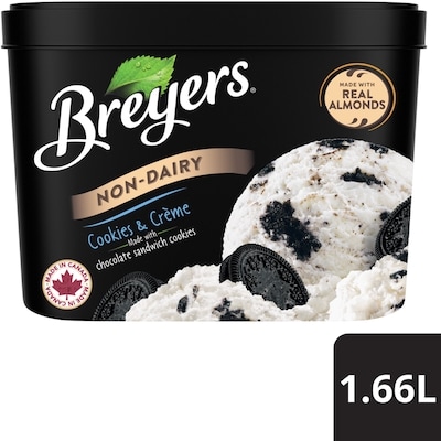 Breyers Non Dairy Frozen Dessert Cookies + Cream 1.66 l, $0.48/100ml