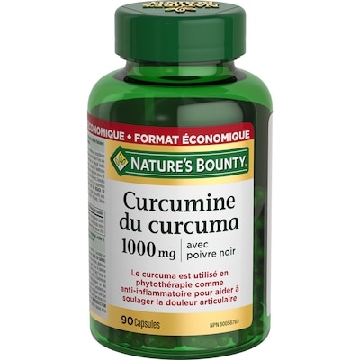 Nature’s Bounty Curcumine du curcuma avec poivre noir, 1 000 mg 90 ea, 0,26 $/1ch