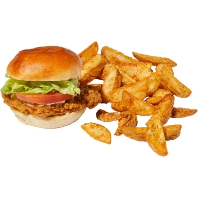 Concocté par nos chefs Sandwich au poulet croustillant et quartiers de pomme de terre (Après 11h) 1 ea, 1,94 $/100g