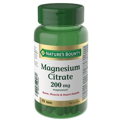 Nature's Bounty Magnesium Citrate, 200 mg, Tablets 75 ea, $0.22/1ea