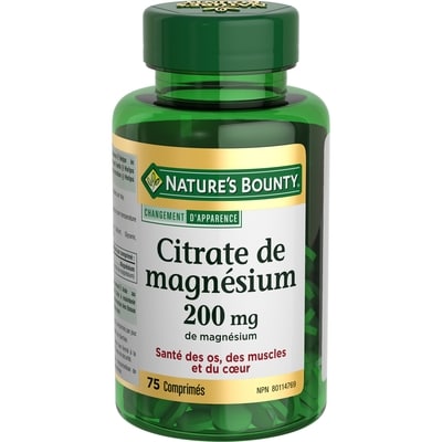 Nature’s Bounty Citrate de magnésium, 200 mg, comprimés 75 ea, 0,26 $/1ch