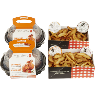 null 2 Whole Rotisserie Chickens, with 2 Large Sides (After 11am) 2.8 kg, $1.14/100g