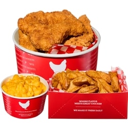 null 9 Chicken Tenders with Wedges and Mac & Cheese (After 11am) 819 g, $2.20/100g