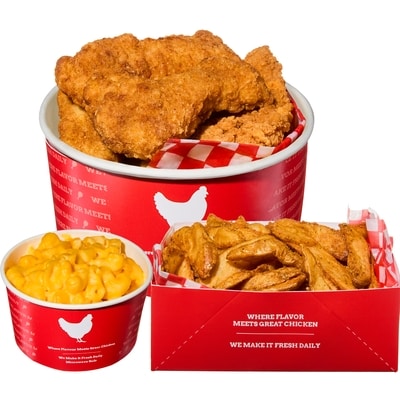 null 9 filets de poulet avec quartiers de pomme de terre et macaroni au fromage (après 11 h) 819 g, 2,20 $/100g