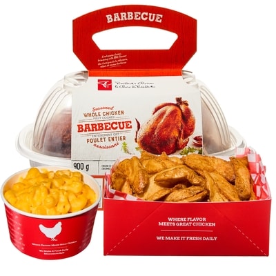null Whole BBQ Chicken with Wedges and Mac & Cheese (Available after 11am) 1.39 kg, $1.29/100g