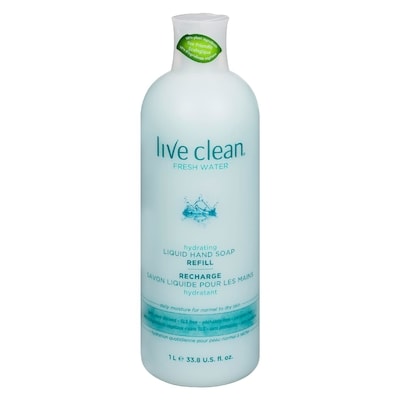 Live Clean Recharge Savon liquide pour les mains hydratant eau fraîche 1 l, 0,95 $/100ml