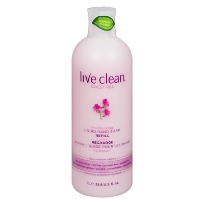 Live Clean Recharge savon liquide pour les mains hydratant pois de senteur 1 l, 0,95 $/100ml