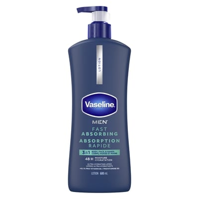 Vaseline Men 3 in 1 Body, Face & Hands Lotion 600 ml, $2.08/100ml