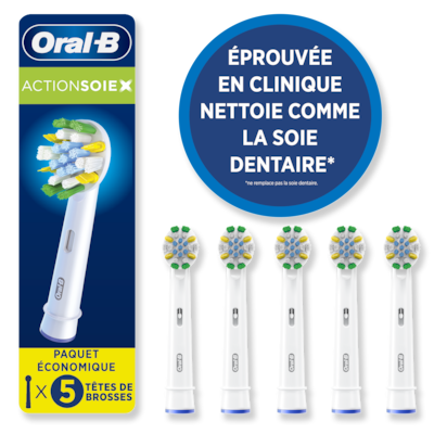 Oral-B Brossettes de rechange ActionSoie avec filaments en X (5) 5 ea, 8,00 $/1ch