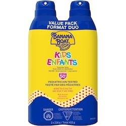 Banana Boat Écran solaire sans larmes à FPS 50+ pour enfants en vaporisateur, emballage duo 452 g, 4,87 $/100g