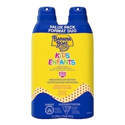 Banana Boat Écran solaire sans larmes à FPS 50+ pour enfants en vaporisateur, emballage duo 452 g, 4,42 $/100g