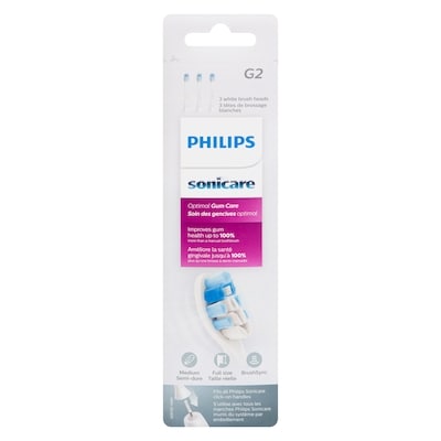Phillips Têtes de brosse de rechange Sonicare Optimal Gum Care, blanc, emballage de 3, HX9033/65 1 ea, 11,00 $/1ch
