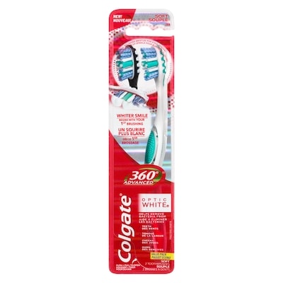 Colgate 360° Advanced Optic White Souple Paquet Écono 2 Brosses à Dents 1 ea, 12,99 $/1ch