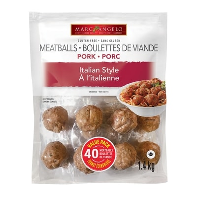Marc Angelo Boulettes de porc à l’italienne, congelées 1.4 kg, 0,93 $/100g