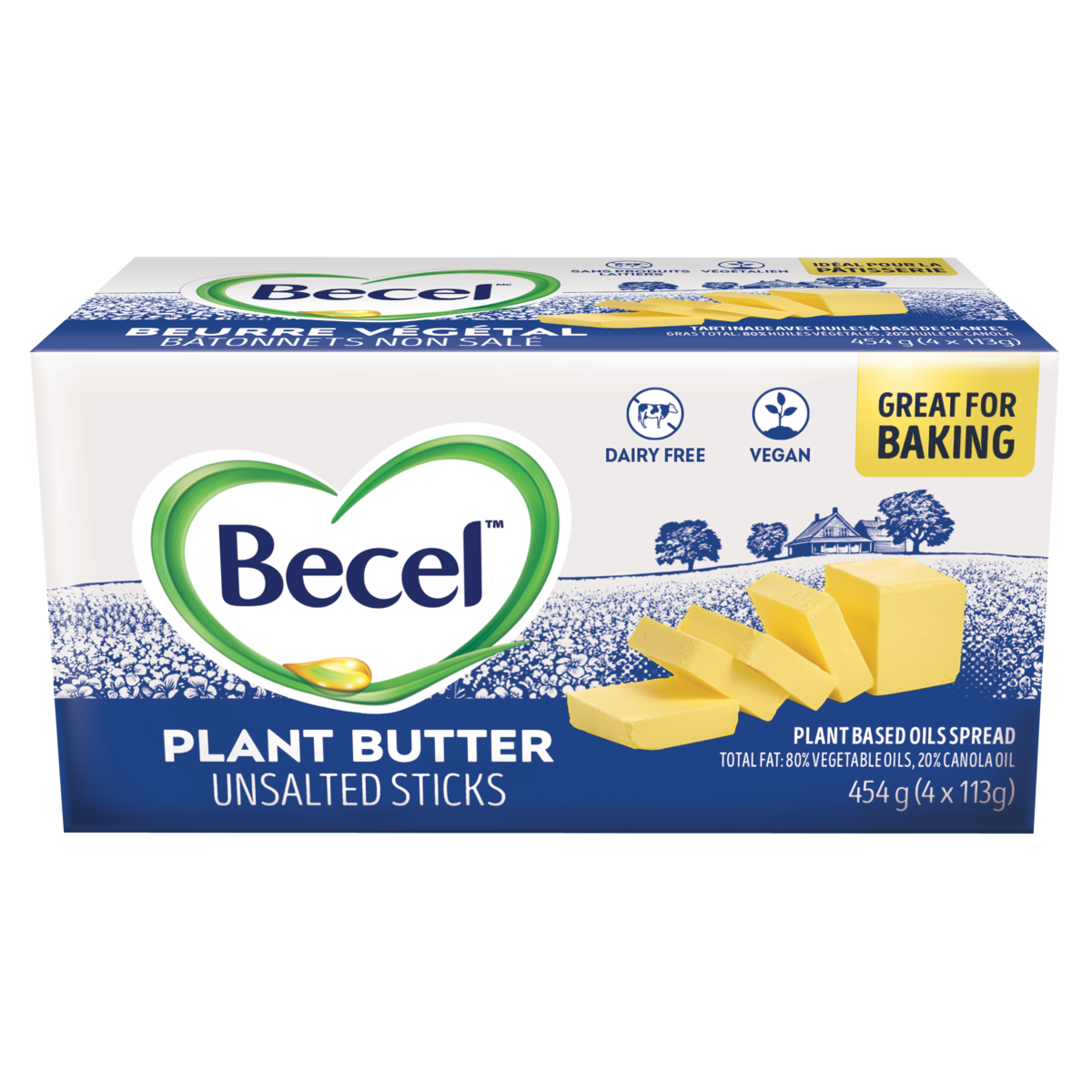 Becel Margarine Unsalted Plant-Based Sticks 454 g, $1.21/100g