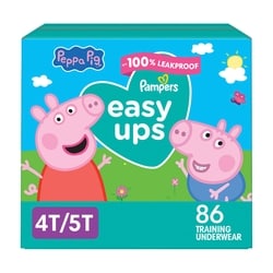 Pampers Sous-vêtements d’entraînement pour l’apprentissage de la propreté Easy Ups, taille 6 (4T5T), 86 unités 86 ea, 0,51 $/1ch
