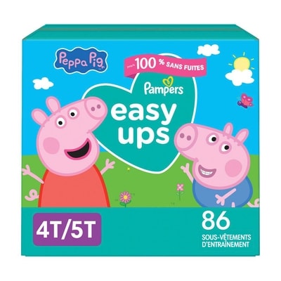 Pampers Sous-vêtements d’entraînement Pampers Easy Ups, taille 6 4T/5T, filles, 86 sous-vêtements  86 ea, 0,55 $/1ch