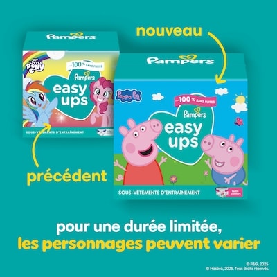 Sous-vêtements d’entraînement pour l’apprentissage de la propreté Easy Ups, taille 6 (4T5T), 86 unités