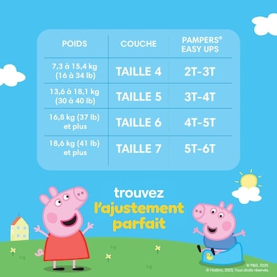 Sous-vêtements d’entraînement pour l’apprentissage de la propreté Easy Ups, taille 6 (4T5T), 86 unités