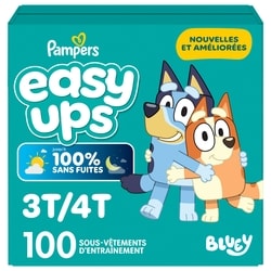 Pampers Sous-vêtements d’entraînement pour l’apprentissage de la propreté Easy Ups, taille 5 (3T4T), 100 unités 100 ea, 0,44 $/1ch