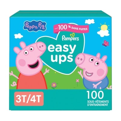 Pampers Sous-vêtements d’entraînement Easy Ups, taille 5 3T/4T, filles, 100 sous-vêtements 100 ea, 0,46 $/1ch