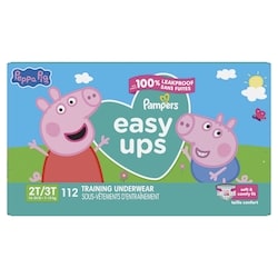 Pampers Sous-vêtements d’entraînement Easy Ups à l’effigie de Peppa Pig, taille 4 (2T-3T), 112 sous-vêtements 112 ea, 0,39 $/1ch