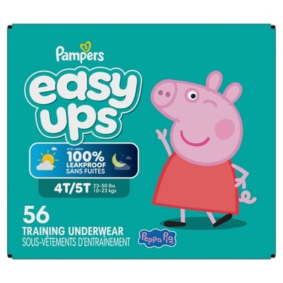 Pampers Sous-vêtements d’entraînement Pampers Easy Ups, taille 6 4T/5T, filles, 56 sous-vêtements 56 ea, 0,52 $/1ch