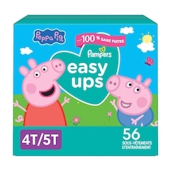 Pampers Sous-vêtements d’entraînement Pampers Easy Ups, taille 6 4T/5T, filles, 56 sous-vêtements  56 ea, 0,61 $/1ch