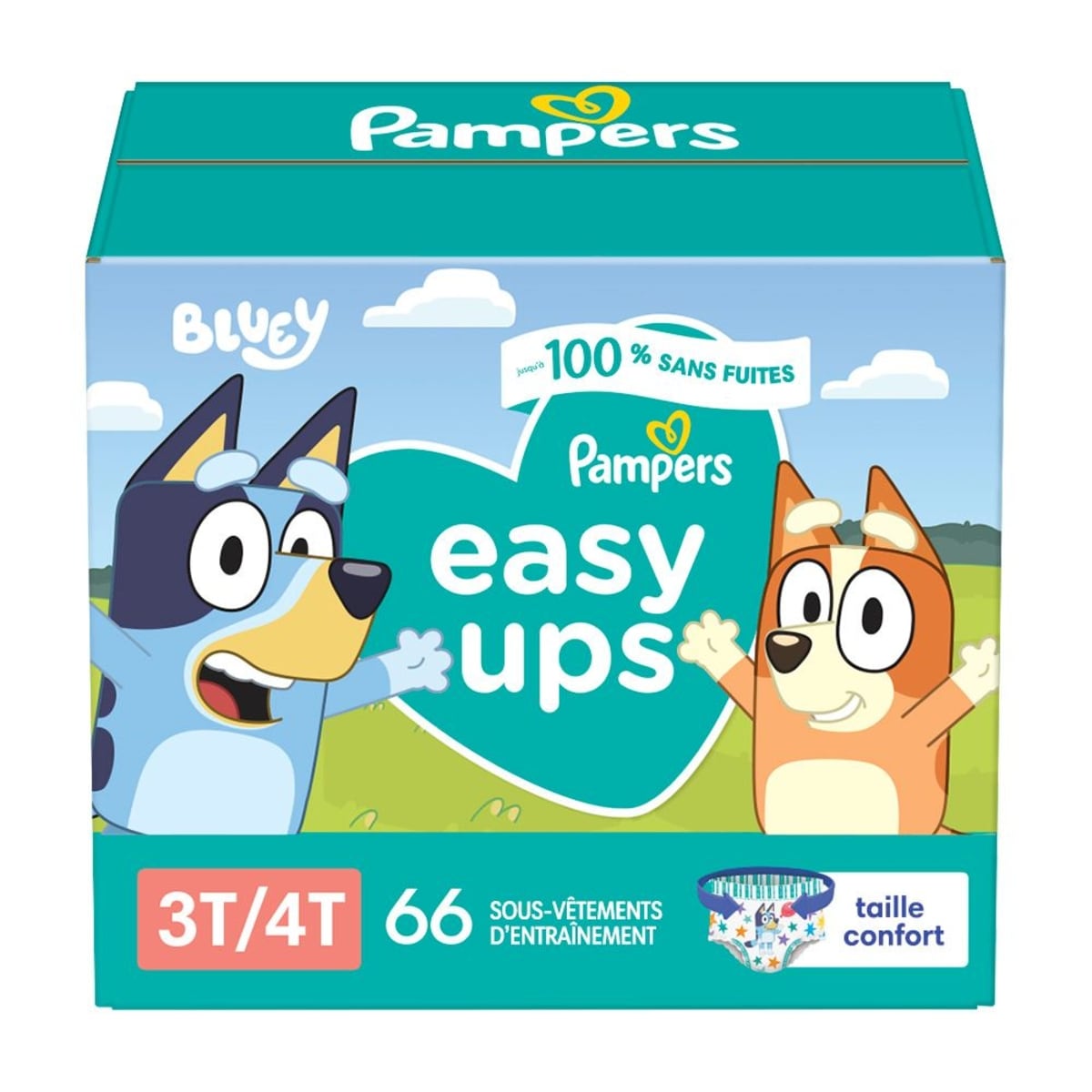Pampers Sous-vêtements d’entraînement Easy Ups, taille 4 3T/4T, garçons, 66 sous-vêtements 66 ea, 0,52 $/1ch