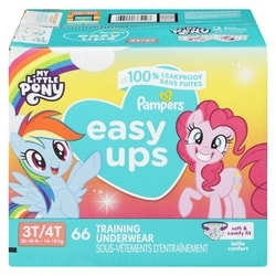 Pampers Sous-vêtements d’entraînement Easy Ups, taille 5 3T/4T, filles, 66 sous-vêtements 66 ea, 0,48 $/1ch