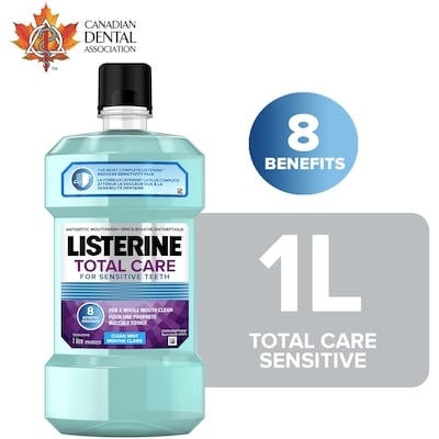 Listerine Total Care for Sensitive Teeth Antiseptic Mouthwash, Clean Mint 1 l, $1.00/100ml