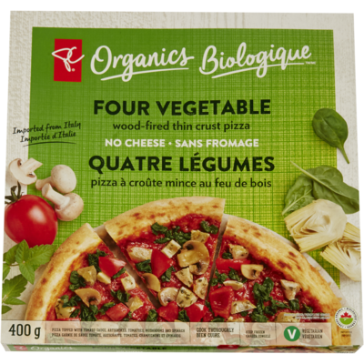 PC Biologique Pizza Aux Quatre Légumes 400 g, 2,25 $/100g