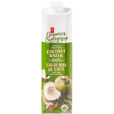 PC Organics Organic 100% Coconut Water 1 l, $0.50/100ml