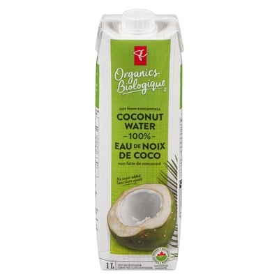 PC Organics Organic 100% Coconut Water 1 l, $0.50/100ml