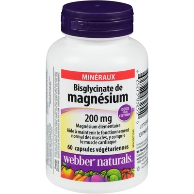 Webber Naturals WebberNaturals Bisglycinate de Magnésium 200 mg 60 Capsules Végétariennes 60 ea, 0,20 $/1ch