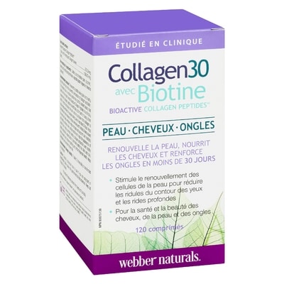 WebberNaturals Collagen30 avec Biotine 120 Comprimés