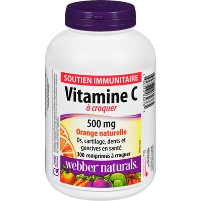 Webber Naturals WebberNaturals Vitamine C à Croquer Orange Naturelle 500 mg 300 Comprimés à Croquer 300 ea, 0,04 $/1ch
