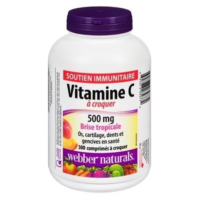 Webber Naturals WebberNaturals Vitamine C à Croquer Brise Tropicale 500 mg 300 Comprimés à Croquer 300 ea, 0,04 $/1ch