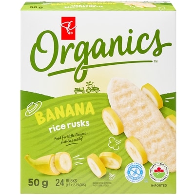 PC Organics Banana Rice Rusks 50 g, $5.00/100g